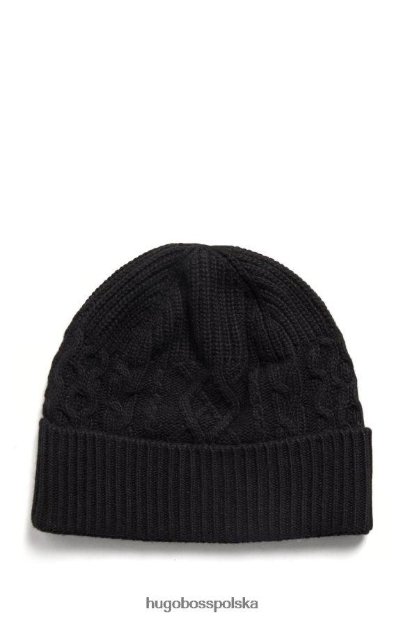 Hugo Boss czapka o splocie warkoczowym Nespolino 50455715 czarna czarny/niebieski/ecru R0X0H6565