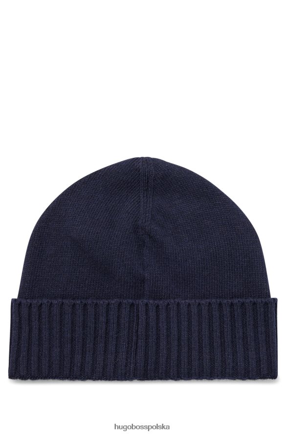 Hugo Boss dzianinowa czapka typu beanie z tkanym logo Hugo w kolorze granatowym ciemny niebieski R0X0H65114