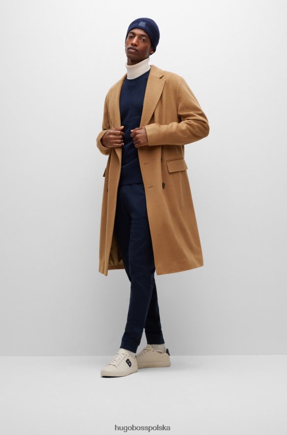 Hugo Boss dzianinowa czapka typu beanie z tkanym logo Hugo w kolorze granatowym ciemny niebieski R0X0H65114