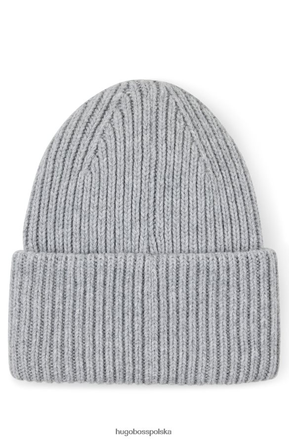 Hugo Boss gruba dzianinowa czapka typu beanie z naszywką z logo górskim w kolorze szarym hugo szary R0X0H65281