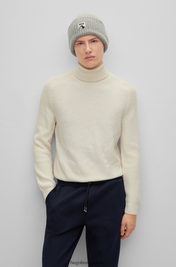 Hugo Boss gruba dzianinowa czapka typu beanie z naszywką z logo górskim w kolorze szarym hugo szary R0X0H65281