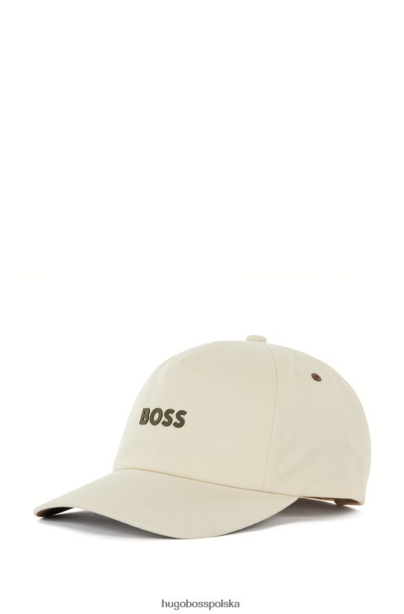 Hugo Boss hugo jasnobeżowa czapka z bawełnianym diagonalem i logo jasny beż R0X0H65128