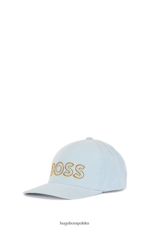Hugo Boss jasnoniebieska czapka Hugo z bawełnianym diagonalem i grafiką z logo jasny niebieski R0X0H65071