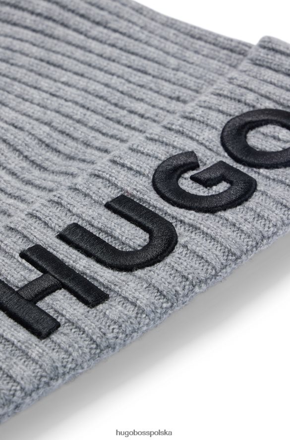 Hugo Boss jasnoszara czapka unisex hugo z dziewiczej wełny z haftowanym logo jasnoszary R0X0H65244