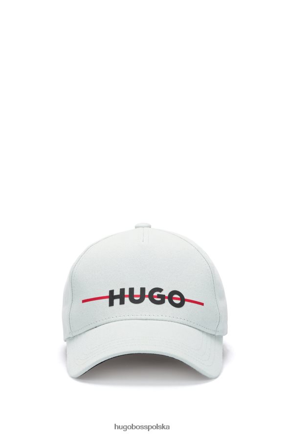 Hugo Boss jasnozielona czapka hugo o diagonalnym splocie, z logo i czerwonym paskiem jasnozielony R0X0H65443