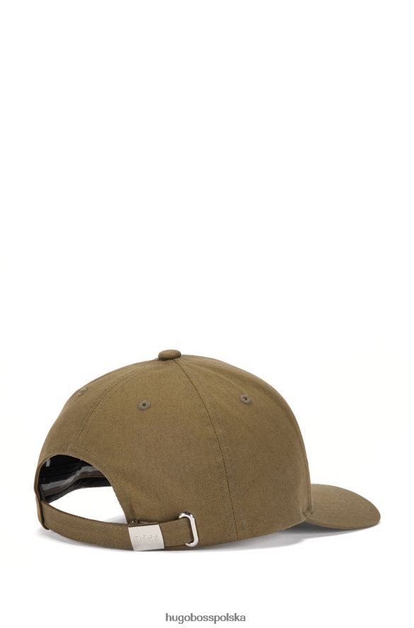 Hugo Boss jasnozielona czapka z bawełnianego diagonalu z logo nowego sezonu hugo jasnozielony R0X0H65497