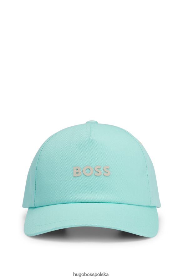 Hugo Boss turkusowa czapka z bawełny diagonalnej z logo hugo turkus R0X0H65125
