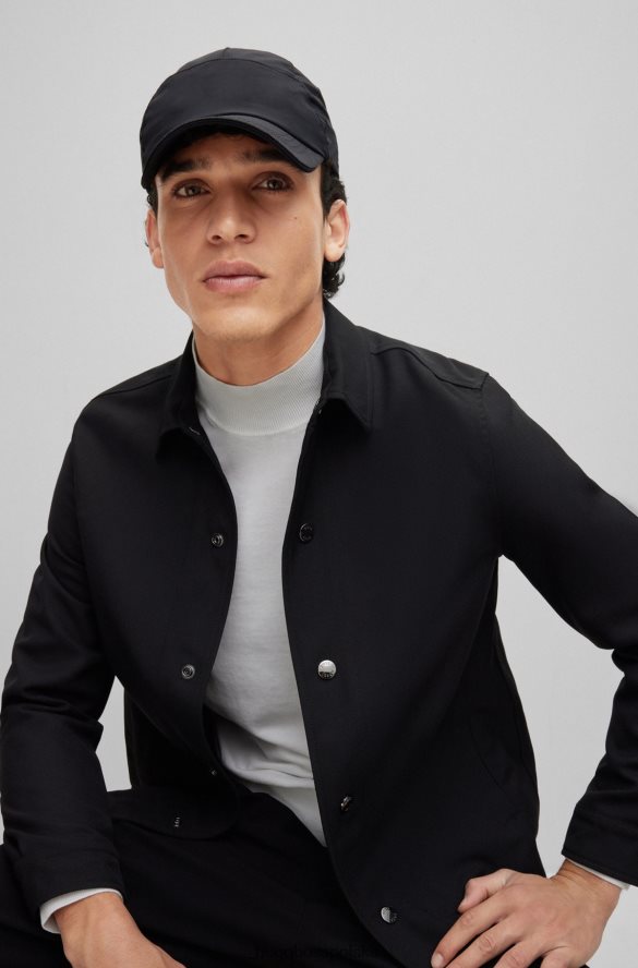 Hugo Boss x Czapka Matteo Berrettini z rozciągliwej popeliny z logo i charakterystycznym paskiem czarny R0X0H65745