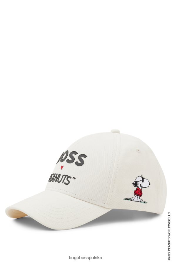 Hugo Boss x Czapka z bawełnianym diagonalem w kształcie orzeszków ziemnych z ekskluzywną grafiką biały R0X0H65061