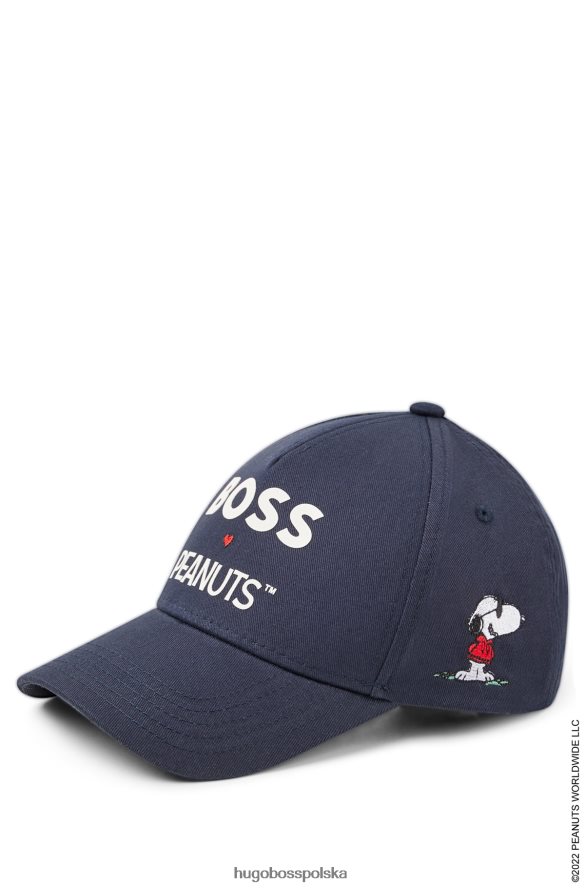 Hugo Boss x czapka z bawełnianym diagonalem w kształcie orzeszków ziemnych z grafiką ciemny niebieski R0X0H65062