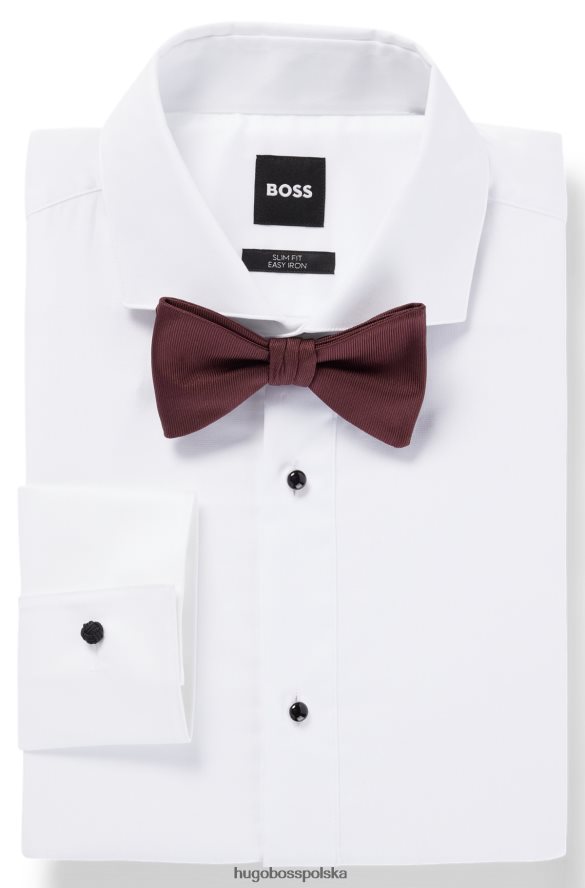 Hugo Boss Ciemnobrązowa muszka w mikrowzór z jedwabiu żakardowego hugo ciemny brąz R0X0H65844