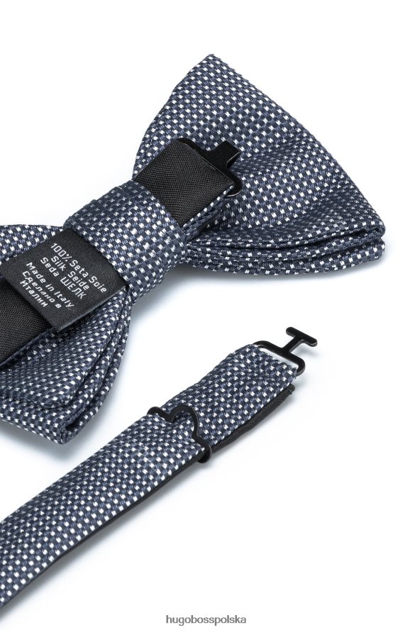 Hugo Boss Ciemnoniebieska wzorzysta muszka z jedwabnego żakardowego hugo ciemny niebieski R0X0H65928