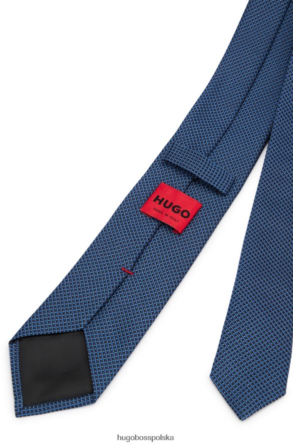 Hugo Boss Ciemnoniebieski krawat hugo z mikrowzorem, z jedwabnego żakardu ciemny niebieski R0X0H65815
