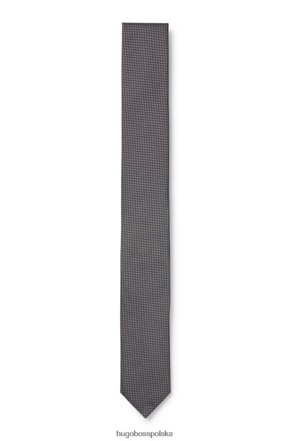 Hugo Boss Ciemnoszary wzorzysty krawat hugo z jedwabnego żakardu ciemno szary R0X0H65816
