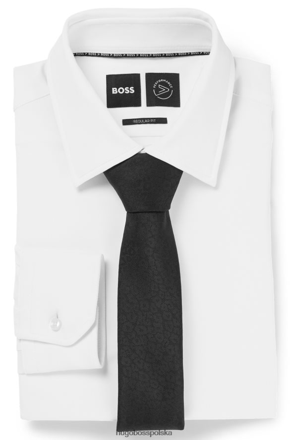 Hugo Boss Czarny krawat wizytowy hugo z żakardowym wzorem czarny R0X0H65872