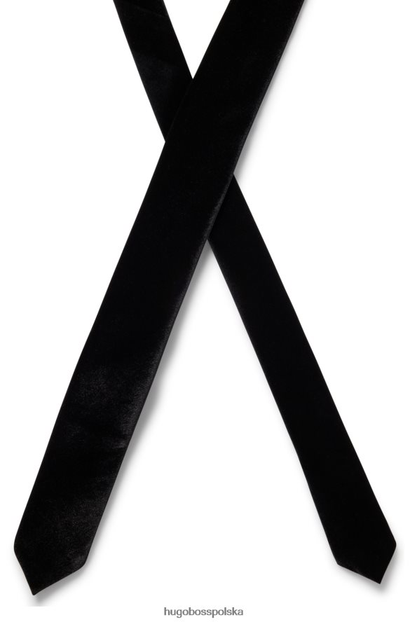 Hugo Boss Czarny krawat wizytowy hugo z elastycznego aksamitu czarny R0X0H65741