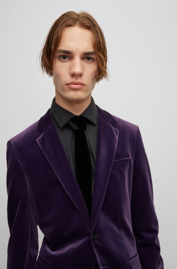 Hugo Boss Czarny krawat wizytowy hugo z elastycznego aksamitu czarny R0X0H65741