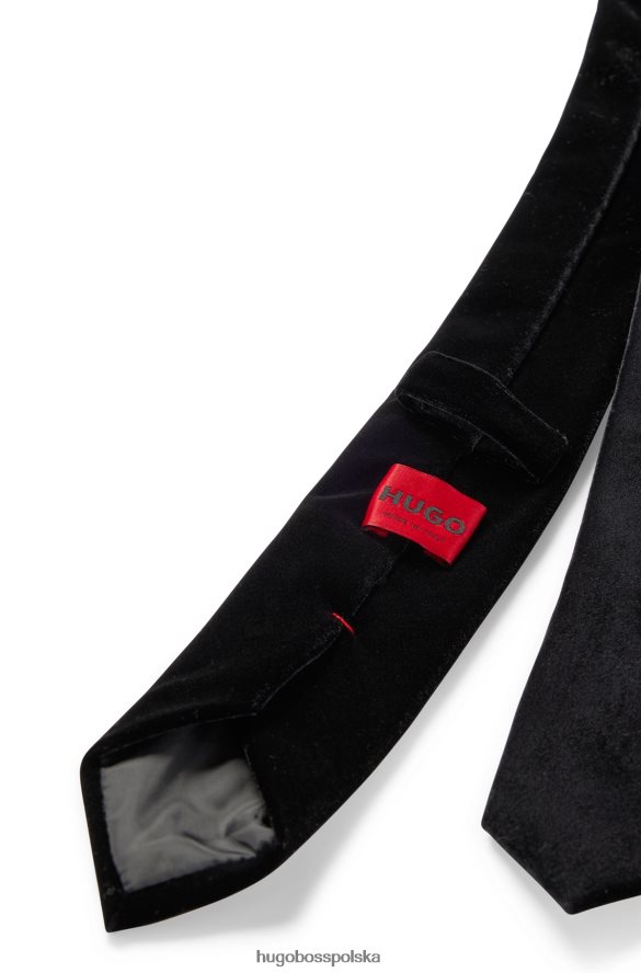 Hugo Boss Czarny krawat wizytowy hugo z elastycznego aksamitu czarny R0X0H65741