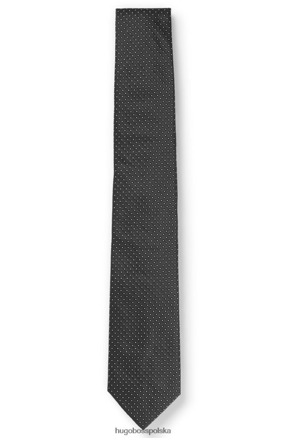 Hugo Boss Czarny wzorzysty krawat hugo z jedwabnego żakardu czarny R0X0H65810