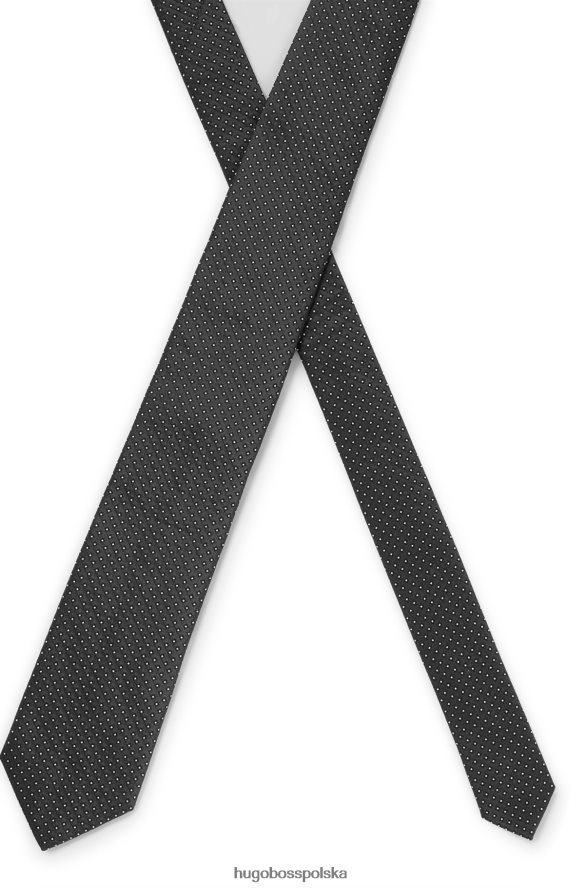 Hugo Boss Czarny wzorzysty krawat hugo z jedwabnego żakardu czarny R0X0H65810