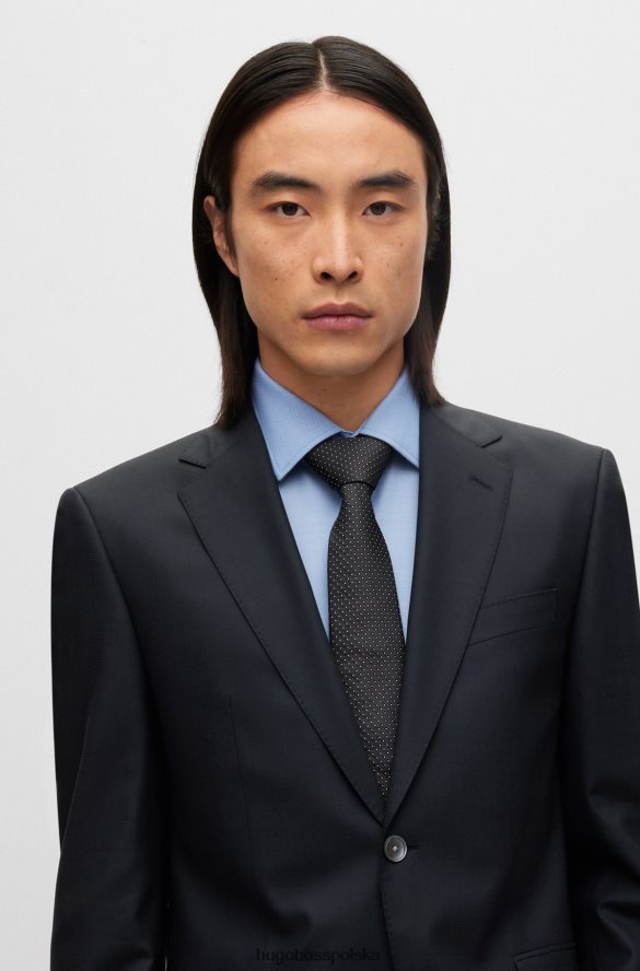 Hugo Boss Czarny wzorzysty krawat hugo z jedwabnego żakardu czarny R0X0H65810