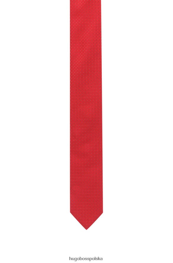 Hugo Boss Czerwony krawat jedwabno-żakardowy hugo z mikrowzorem czerwony R0X0H65330