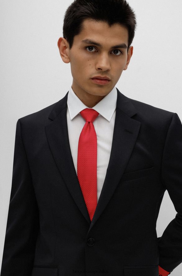 Hugo Boss Czerwony krawat jedwabno-żakardowy hugo z mikrowzorem czerwony R0X0H65330