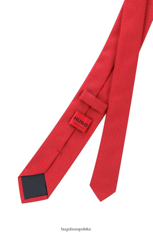 Hugo Boss Czerwony krawat jedwabno-żakardowy hugo z mikrowzorem czerwony R0X0H65330