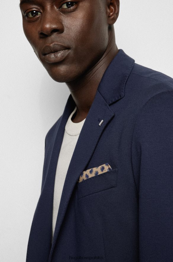 Hugo Boss Jasnobeżowa poszetka z nadrukiem, wykonana z bawełny organicznej, z logo hugo jasny beż R0X0H65920