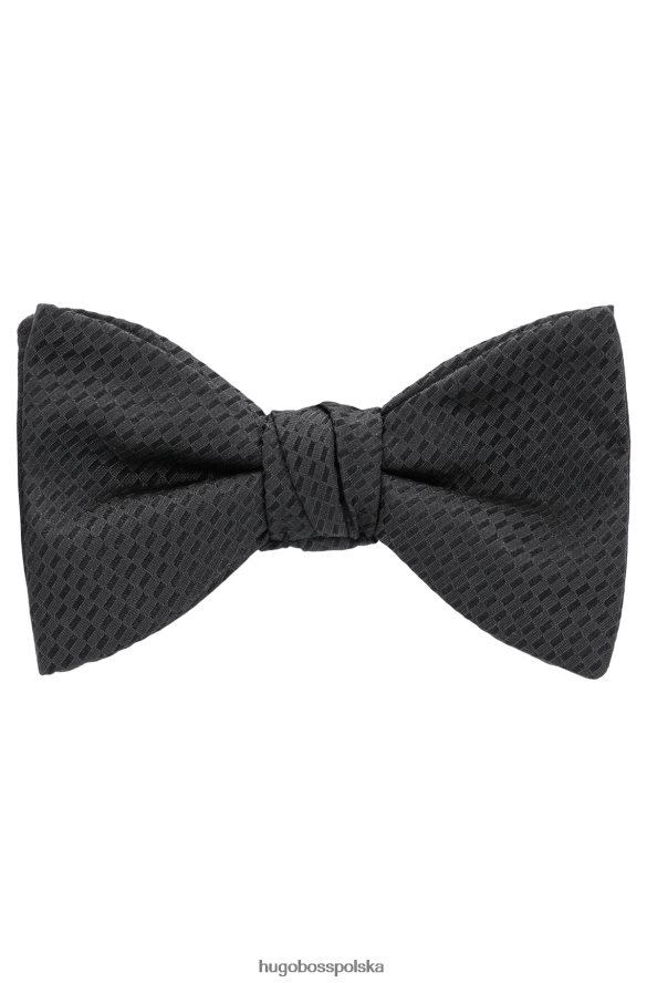Hugo Boss Jedwabno-żakardowa muszka Hugo z mikrowzorem w kolorze czarnym czarny R0X0H65848