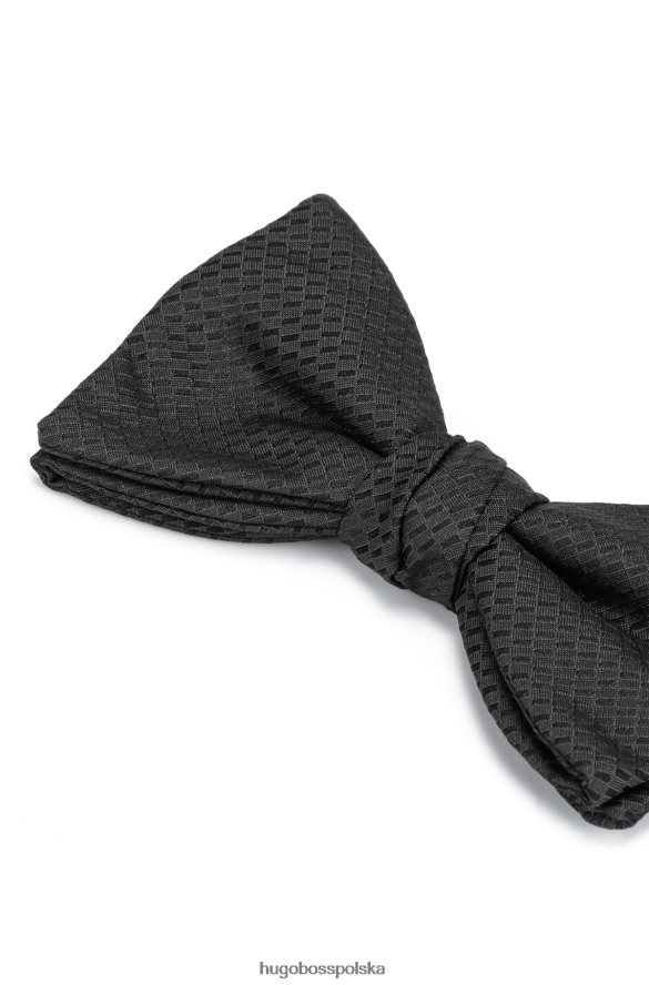 Hugo Boss Jedwabno-żakardowa muszka Hugo z mikrowzorem w kolorze czarnym czarny R0X0H65848