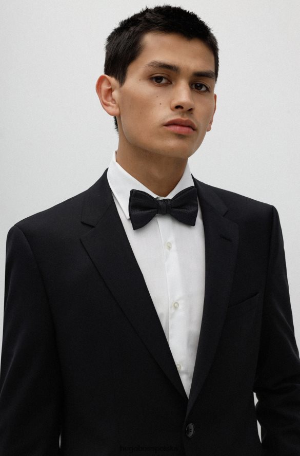 Hugo Boss Jedwabno-żakardowa muszka Hugo z mikrowzorem w kolorze czarnym czarny R0X0H65848