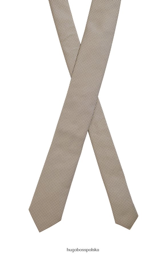 Hugo Boss Jedwabno-żakardowy krawat Hugo z wzorem na całej powierzchni w kolorze jasnobeżowym jasny beż R0X0H65344