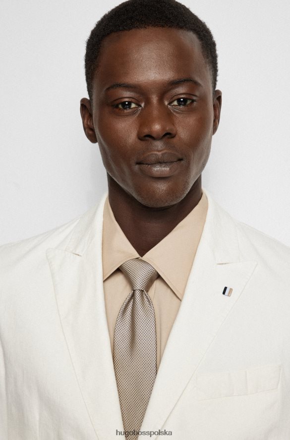 Hugo Boss Jedwabno-żakardowy krawat Hugo z wzorem na całej powierzchni w kolorze jasnobeżowym jasny beż R0X0H65344