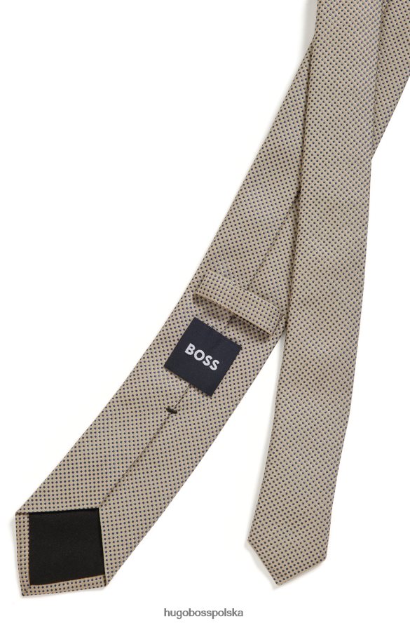 Hugo Boss Jedwabno-żakardowy krawat Hugo z wzorem na całej powierzchni w kolorze jasnobeżowym jasny beż R0X0H65344