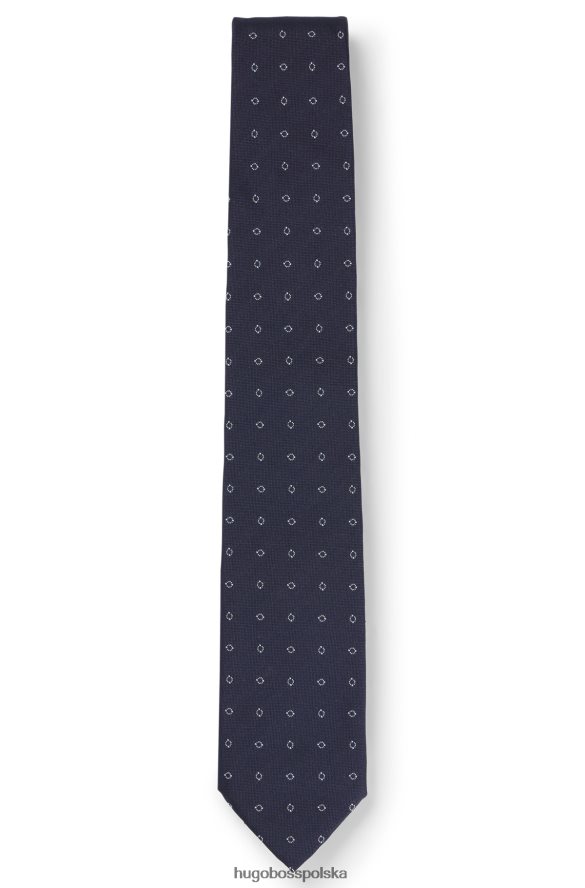 Hugo Boss Jedwabno-żakardowy krawat hugo z nowoczesnym wzorem w kolorze granatowym ciemny niebieski R0X0H65885