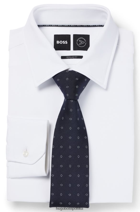Hugo Boss Jedwabno-żakardowy krawat hugo z nowoczesnym wzorem w kolorze granatowym ciemny niebieski R0X0H65885
