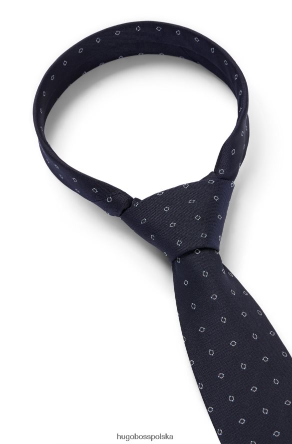 Hugo Boss Jedwabno-żakardowy krawat hugo z nowoczesnym wzorem w kolorze granatowym ciemny niebieski R0X0H65885
