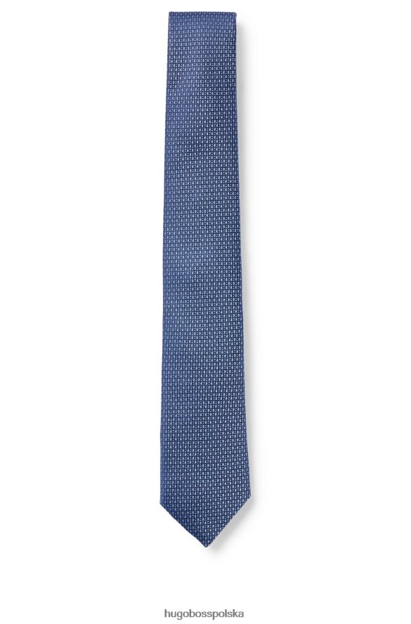 Hugo Boss Jedwabny krawat z mikromonogramami hugo blue na całej powierzchni niebieski R0X0H65699