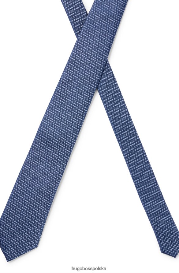 Hugo Boss Jedwabny krawat z mikromonogramami hugo blue na całej powierzchni niebieski R0X0H65699