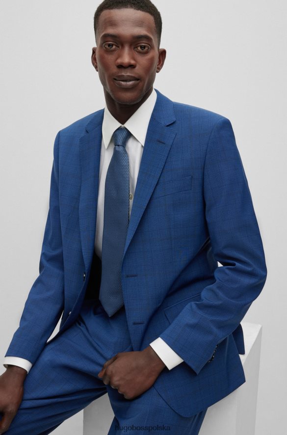 Hugo Boss Jedwabny krawat z mikromonogramami hugo blue na całej powierzchni niebieski R0X0H65699