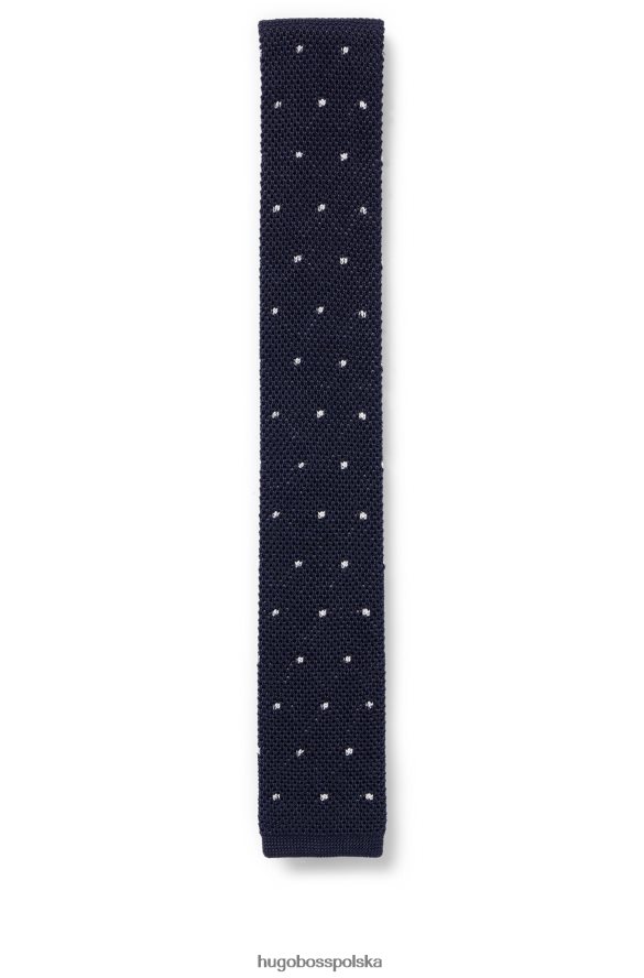Hugo Boss Krawat z dzianiny jedwabnej w kropki, ciemnoniebieski hugo ciemny niebieski R0X0H65874