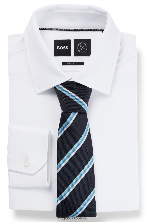 Hugo Boss Krawat z ukośnym paskiem z jedwabiu żakardowego Hugo w kolorze ciemnoniebieskim ciemny niebieski R0X0H65807