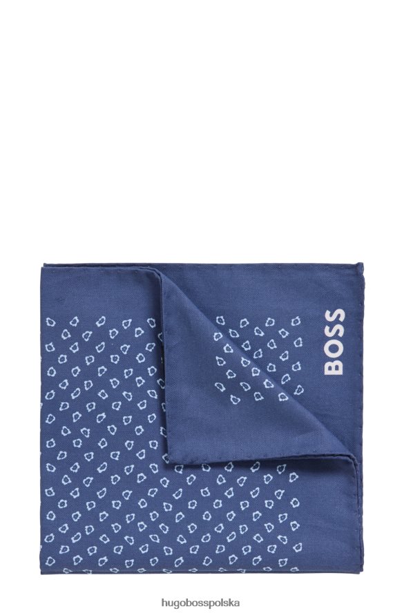 Hugo Boss Poszetka z nadrukiem z bawełny organicznej z ciemnoniebieskim logo hugo ciemny niebieski R0X0H65919