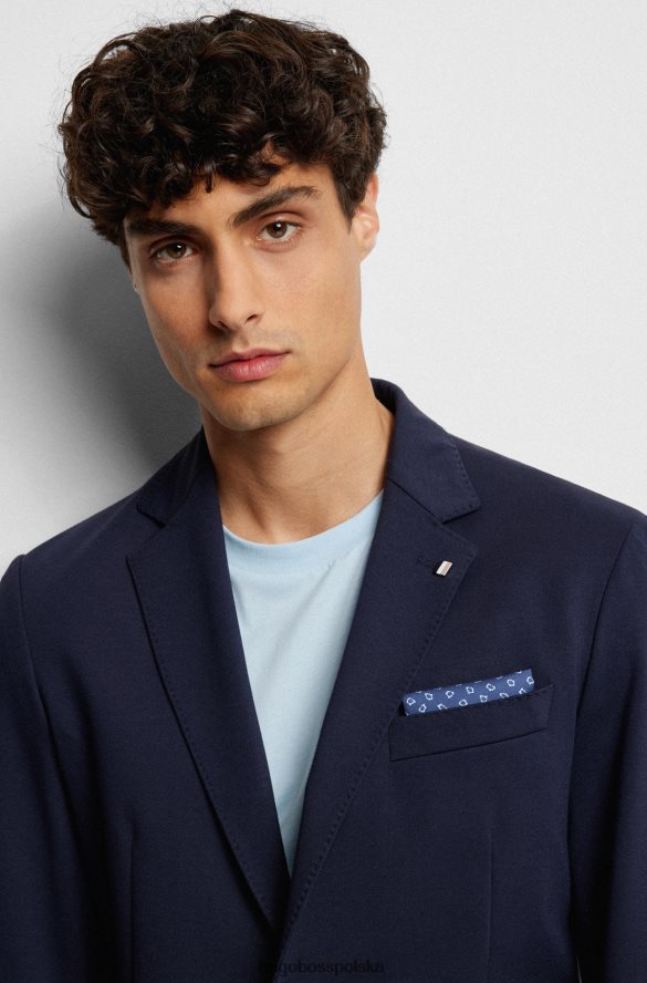 Hugo Boss Poszetka z nadrukiem z bawełny organicznej z ciemnoniebieskim logo hugo ciemny niebieski R0X0H65919