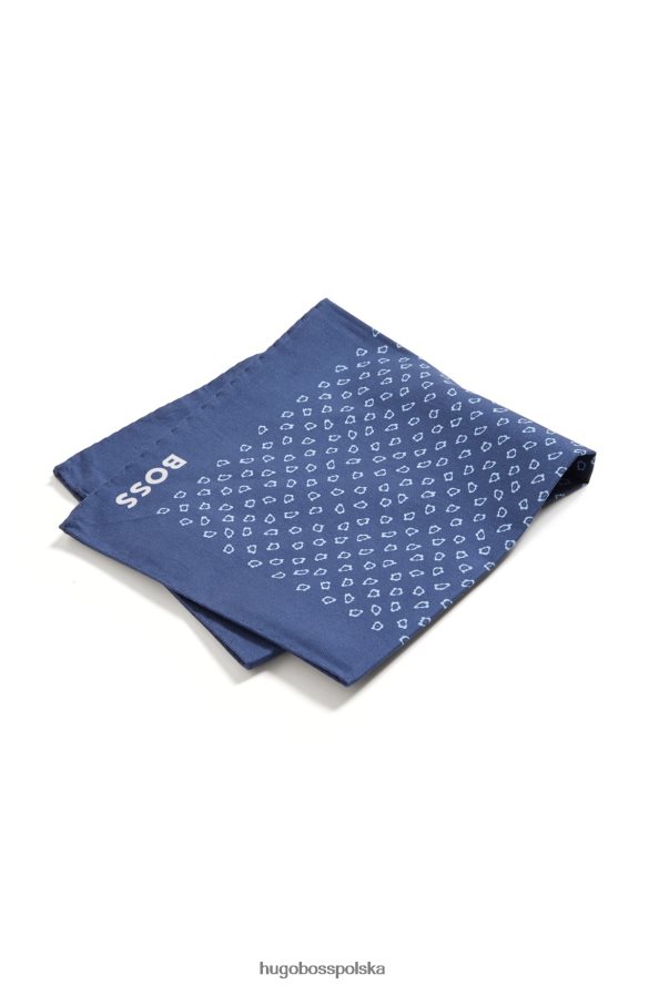 Hugo Boss Poszetka z nadrukiem z bawełny organicznej z ciemnoniebieskim logo hugo ciemny niebieski R0X0H65919