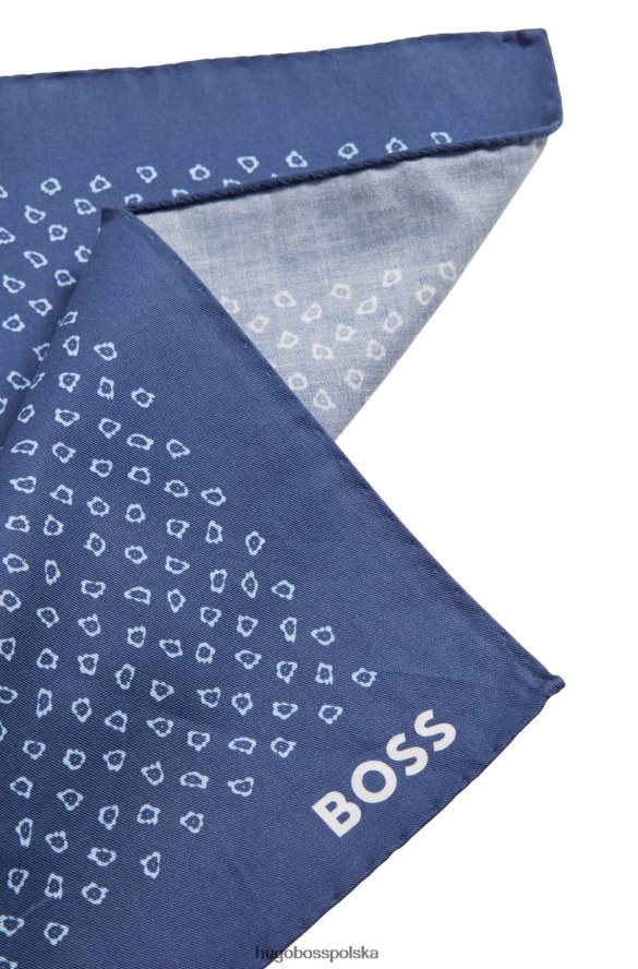 Hugo Boss Poszetka z nadrukiem z bawełny organicznej z ciemnoniebieskim logo hugo ciemny niebieski R0X0H65919