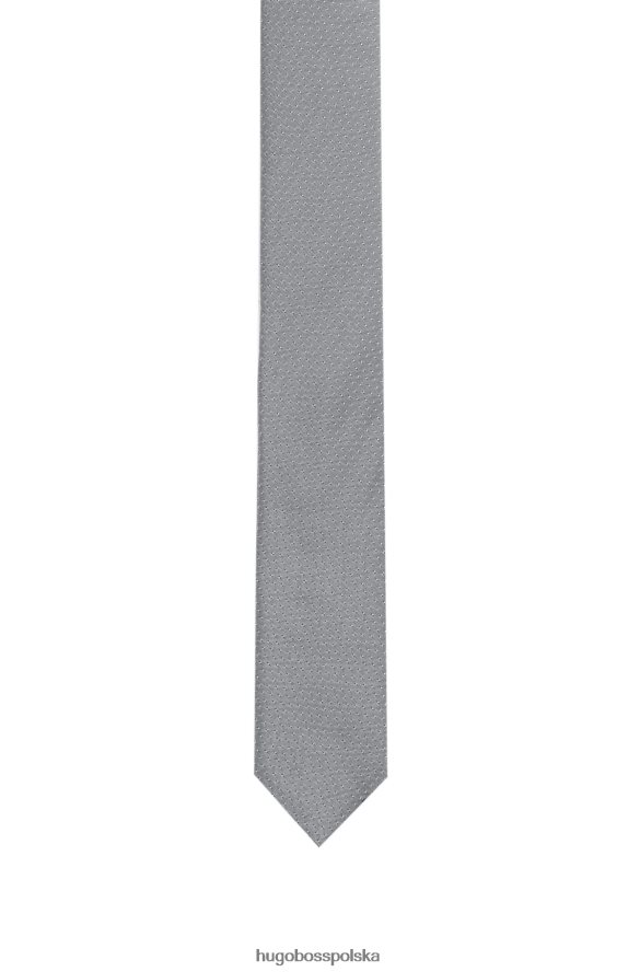 Hugo Boss Szary krawat jedwabno-żakardowy hugo z mikrowzorem w kolorze szarym szary R0X0H65370