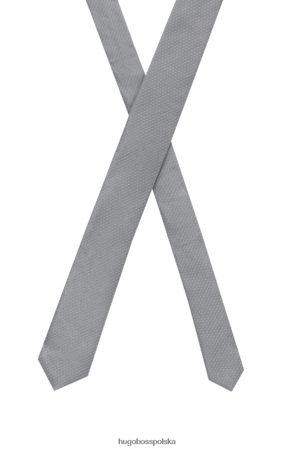 Hugo Boss Szary krawat jedwabno-żakardowy hugo z mikrowzorem w kolorze szarym szary R0X0H65370