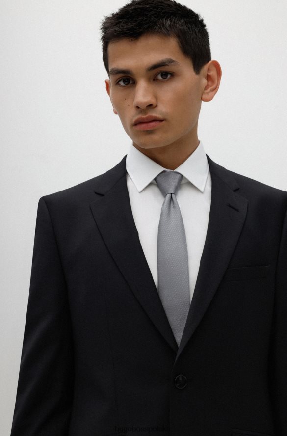 Hugo Boss Szary krawat jedwabno-żakardowy hugo z mikrowzorem w kolorze szarym szary R0X0H65370